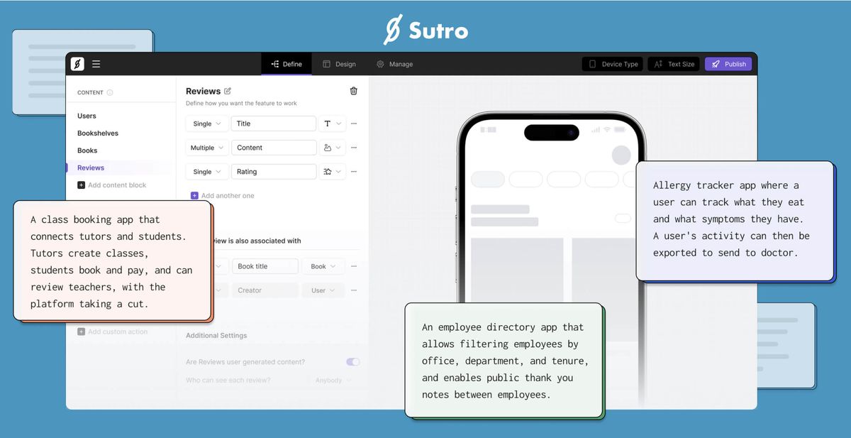 Sutro Promises App Creation Without Coding in Minutes